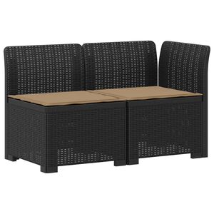 vidaXL 2-Sitzer Garten-Sofa mit Kissen Rattan-Look PP Anthrazit