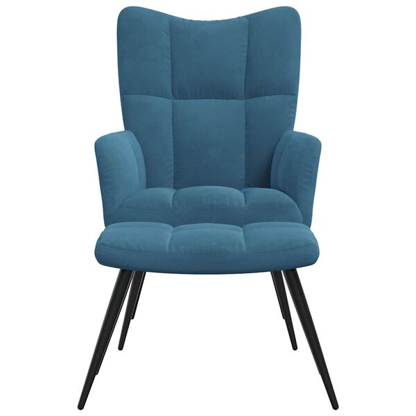 vidaXL Relaxsessel mit Hocker Blau Samt