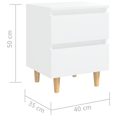 vidaXL Nachttisch mit Kiefernholz-Beinen Weiß 40x35x50 cm