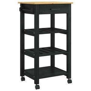 vidaXL K&uuml;chentrolley MONZA Schwarz 48 x 40 x 88,5 cm Massivholz Kiefer
