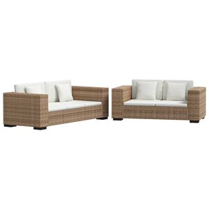 vidaXL Sofa-Set 2-Sitzer und 3-Sitzer Echtes Rattan