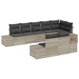 vidaXL Gartensofa-set mit Kissen 8 pcs Hellgrau Poly-Rattan