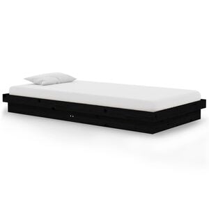 vidaXL Massivholzbett Schwarz 100x200 cm