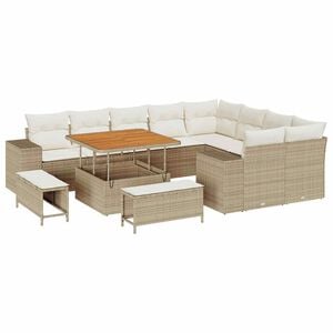 vidaXL Gartensofa-set mit Kissen 12 pcs Beige Poly-Rattan