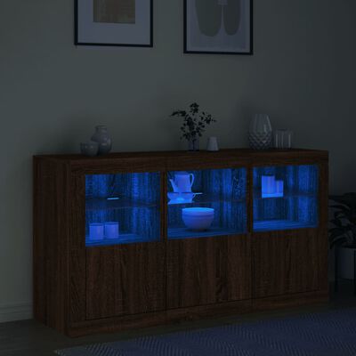 vidaXL Sideboard mit LED-Leuchten Braun Eichen-Optik 123x37x67 cm