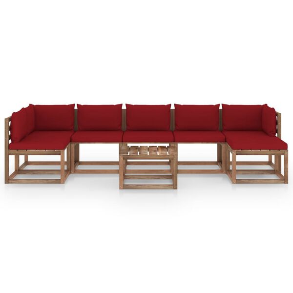 vidaXL 8-tlg. Garten-Lounge-Set mit Kissen in Weinrot