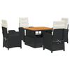 vidaXL 5-tlg. Garten-Essgruppe mit Kissen Schwarz Poly Rattan