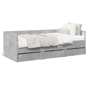 vidaXL Tagesbett mit Schubladen ohne Matratze Betongrau 100x200 cm