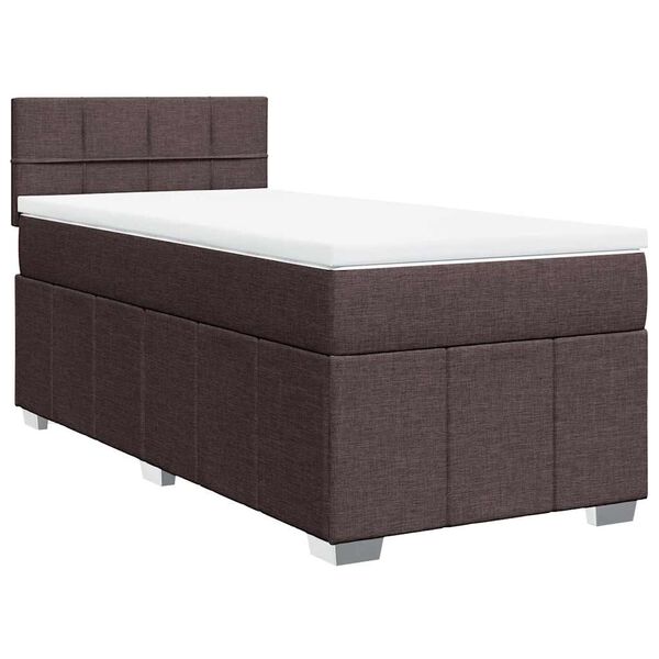 vidaXL Boxspringbett mit Matratze Dunkelbraun 90x200 cm Stoff