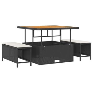 vidaXL Garten Essgruppe Schwarz Poly Rattan