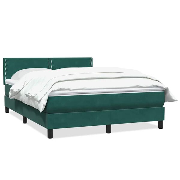 vidaXL Boxspringbett mit Matratze Dunkelgr&uuml;n 140x210 cm Samt