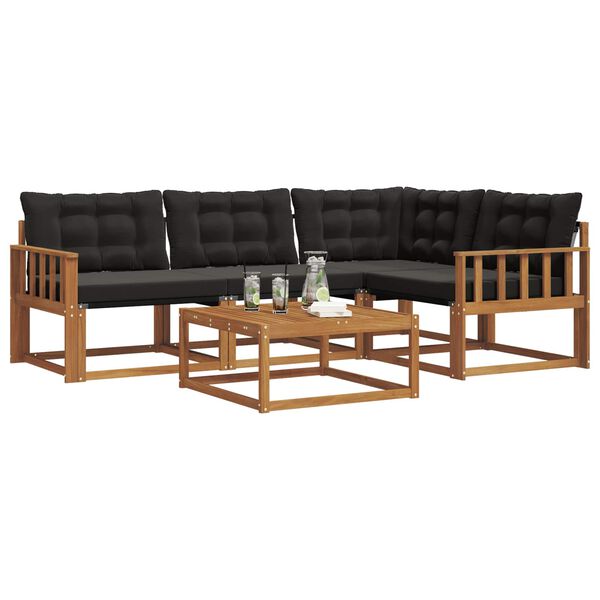 vidaXL Outdoor-Sofagarnitur mit Kissen 5 pcs Nat&uuml;rlich und Schwarz