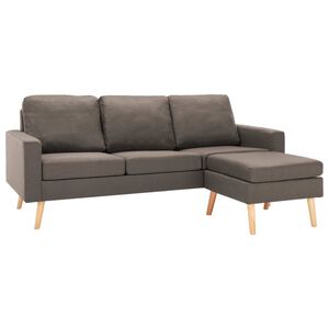 vidaXL 3-Sitzer-Sofa mit Hocker Taupe Stoff