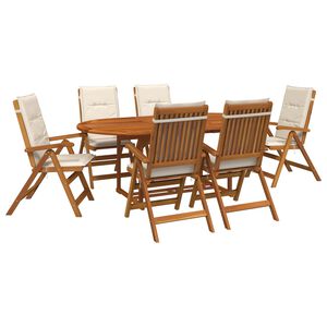 vidaXL Essgruppe f&uuml;r drau&szlig;en mit Sonnenschirm 8 stk. Cremewei&szlig;