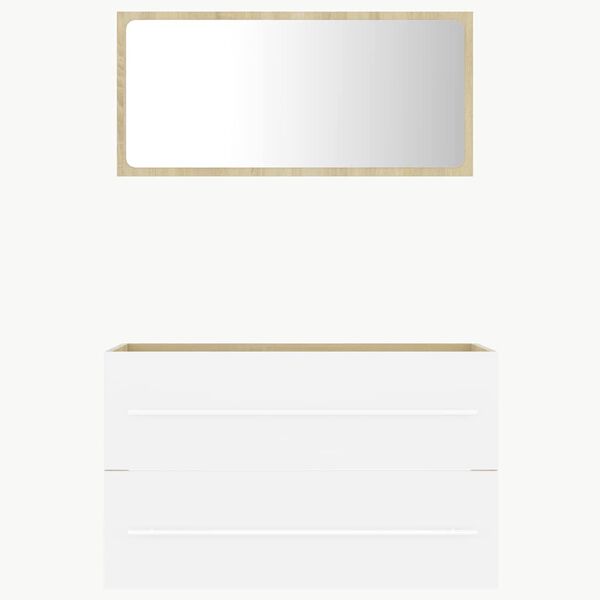 vidaXL 2-tlg. Badm&ouml;bel-Set Wei&szlig; und Sonoma-Eiche Holzwerkstoff