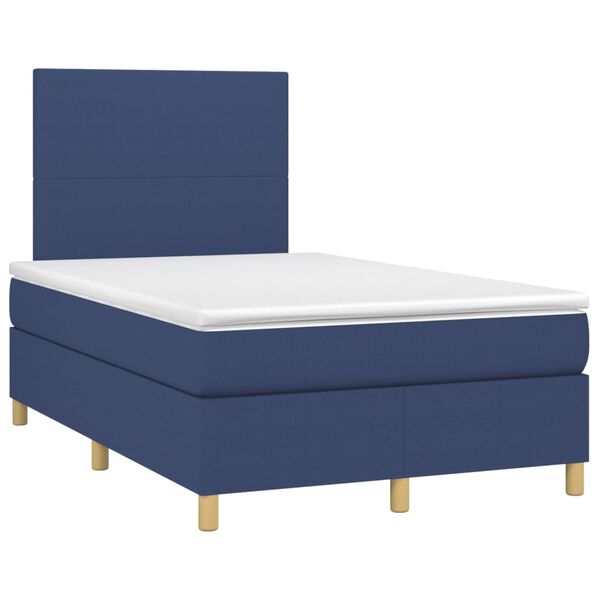 vidaXL Boxspringbett mit Matratze & LED Blau 120x200 cm Stoff