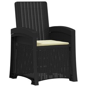 vidaXL Liegesessel Garten Rattan-Optik Anthrazit und Creme PP