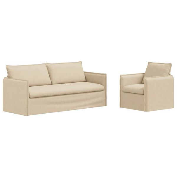 vidaXL Sofa 2 pcs Creme 196 x 82 x 85 cm Stoff