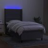 vidaXL Boxspringbett mit Matratze & LED Dunkelgrau 90x190 cm Stoff