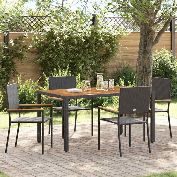 vidaXL Garten Essgruppe 5 pcs Schwarz Poly-Rattan