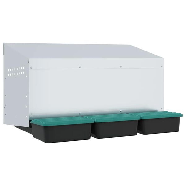 vidaXL H&uuml;hner-Nistkasten 3 F&auml;cher Wandmontage Verzinkter Stahl