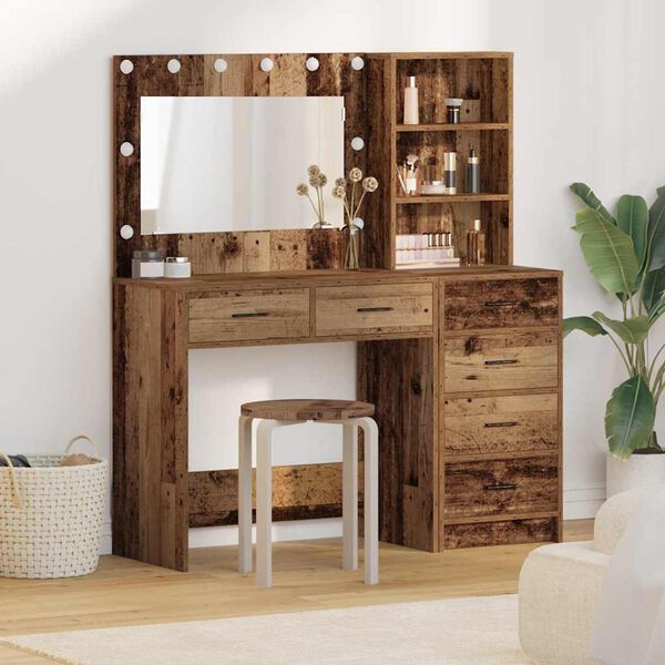 vidaXL Schminktisch mit Regal Braun 78,5 x 41 x 135 cm Holzwerkstoff
