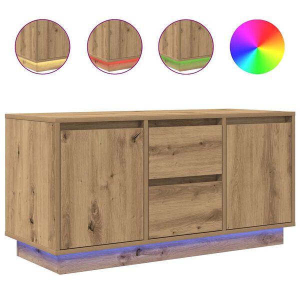 vidaXL TV-Schrank mit LED-Leuchten Artisan-Eiche 100x41x50 cm