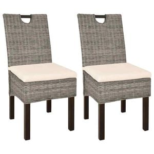 vidaXL Esszimmerstuhl 2 Stk. Kubu-Rattan Mangoholz