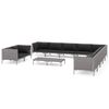 vidaXL 12-tlg. Garten-Lounge-Set mit Kissen Poly Rattan Dunkelgrau