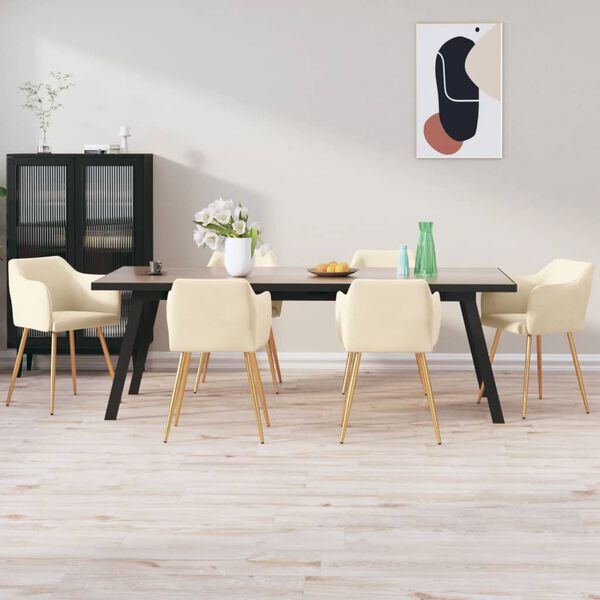 vidaXL Esszimmerst&uuml;hle 6 Stk. Creme Samt