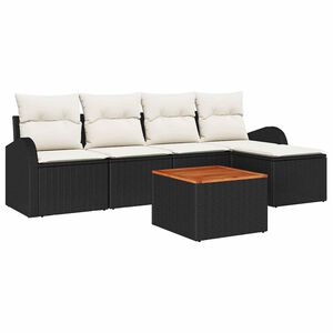vidaXL Gartensofa-set mit Kissen 6 pcs Schwarz Poly-Rattan