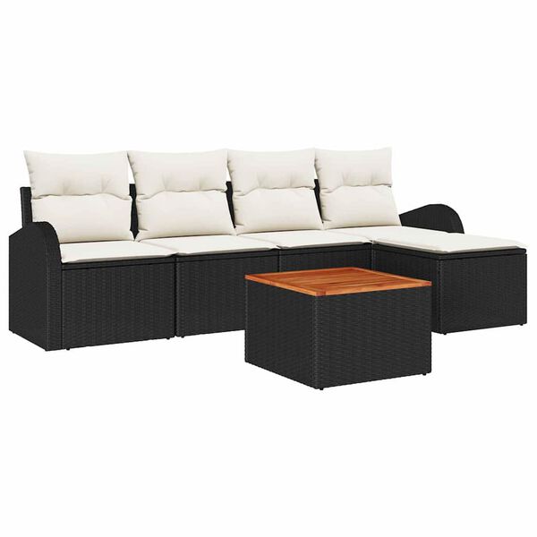 vidaXL Gartensofa-set mit Kissen 6 pcs Schwarz Poly-Rattan