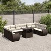 vidaXL 11-tlg. Garten-Sofagarnitur mit Kissen Braun Poly Rattan