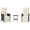 vidaXL 3-tlg. Bistro-Set mit Kissen Schwarz Poly Rattan