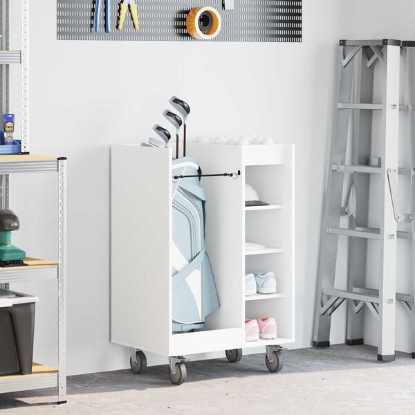 vidaXL Golf Schrank Mit Rad Uni Wei&szlig; 65 x 45 x 98 cm