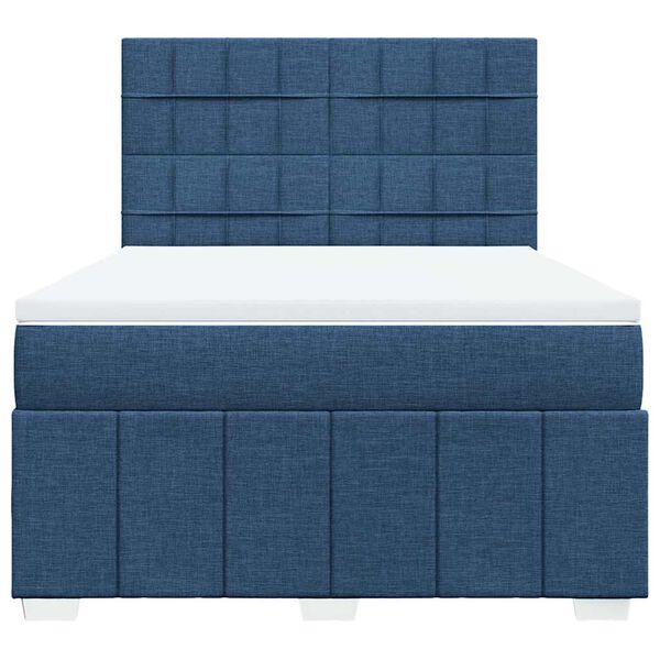 vidaXL Boxspringbett mit Matratze Blau 140x190 cm Stoff