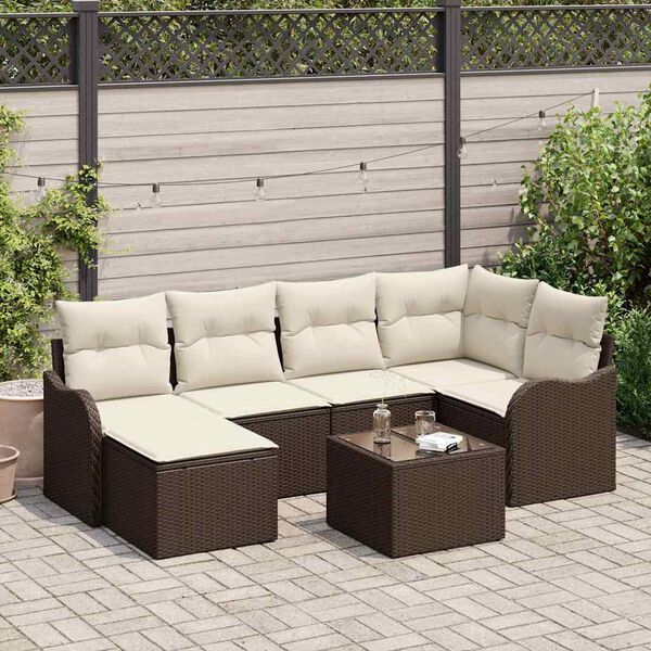 vidaXL Gartensofa-set 7 pcs Braun Poly-Rattan