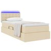 vidaXL Bett mit Stauraum und LED mit Matratze Creme 100 x 200 cm Stoff