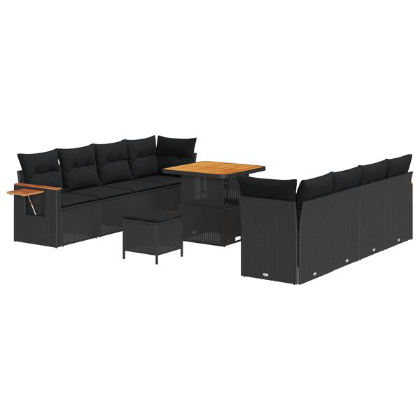 vidaXL Gartensofa-set mit Kissen 11 pcs Schwarz
