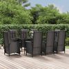 vidaXL 9-tlg. Garten-Essgruppe mit Kissen Schwarz Poly Rattan