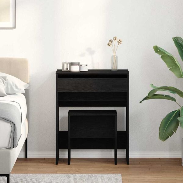 vidaXL Schminktisch Schwarz Eichen-Optik 60 x 40 x 75 cm Holzwerkstoff