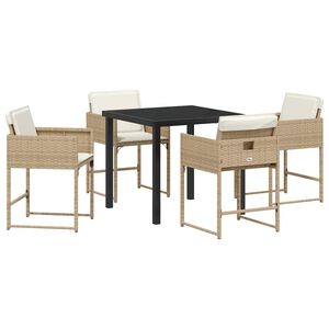 vidaXL Garten Essgruppe 5 pcs Beige Poly-Rattan