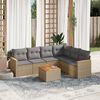 vidaXL 7-tlg. Garten-Sofagarnitur mit Kissen Beige Poly Rattan