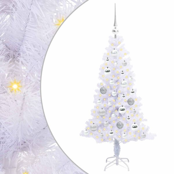 vidaXL K&uuml;nstlicher Weihnachtsbaum Wei&szlig; 120 cm PVC und Stahl