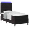 vidaXL LED Boxspringbett mit Matratze Schwarz 100 x 200 cm Stoff