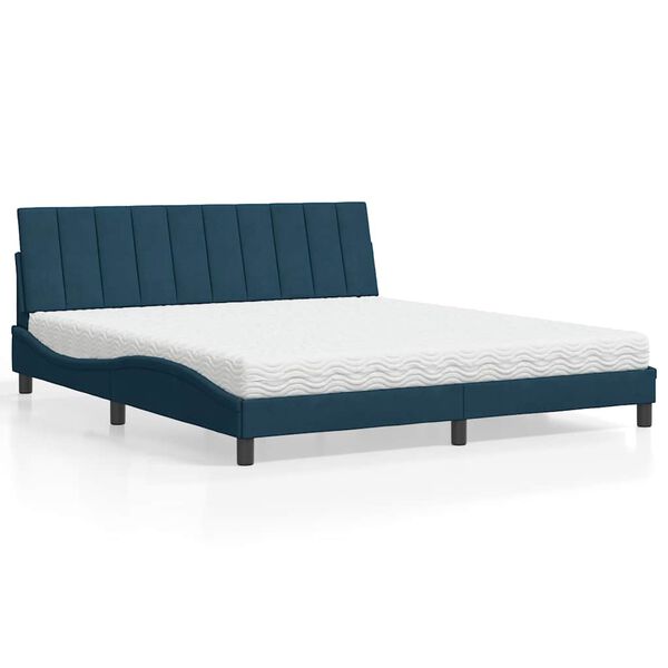 vidaXL Bett mit Matratze "Hanko" Blau 180x200 cm Samt