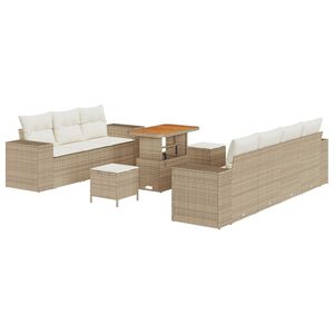 vidaXL Gartensofa-set mit Kissen 10 pcs Beige Poly-Rattan