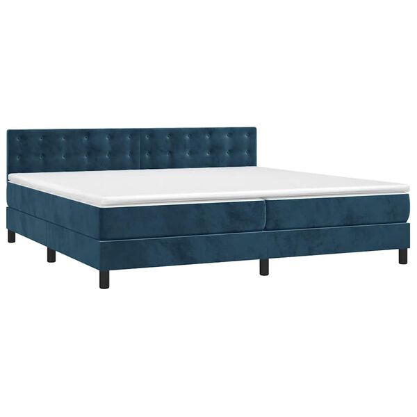 vidaXL Boxspringbett mit Matratze Dunkelblau 200x200 cm Samt