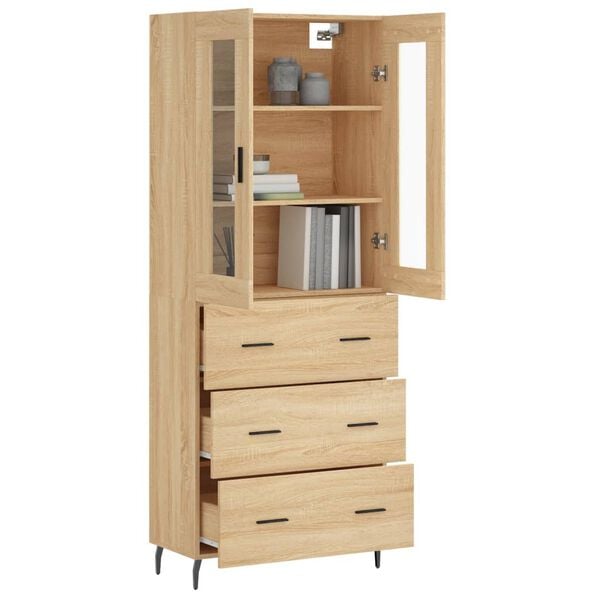 vidaXL Highboard Sonoma-Eiche 69,5x34x180 cm Holzwerkstoff