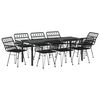 vidaXL Garten Essgruppe 9 pcs Schwarz Pulverbeschichteter Stahl